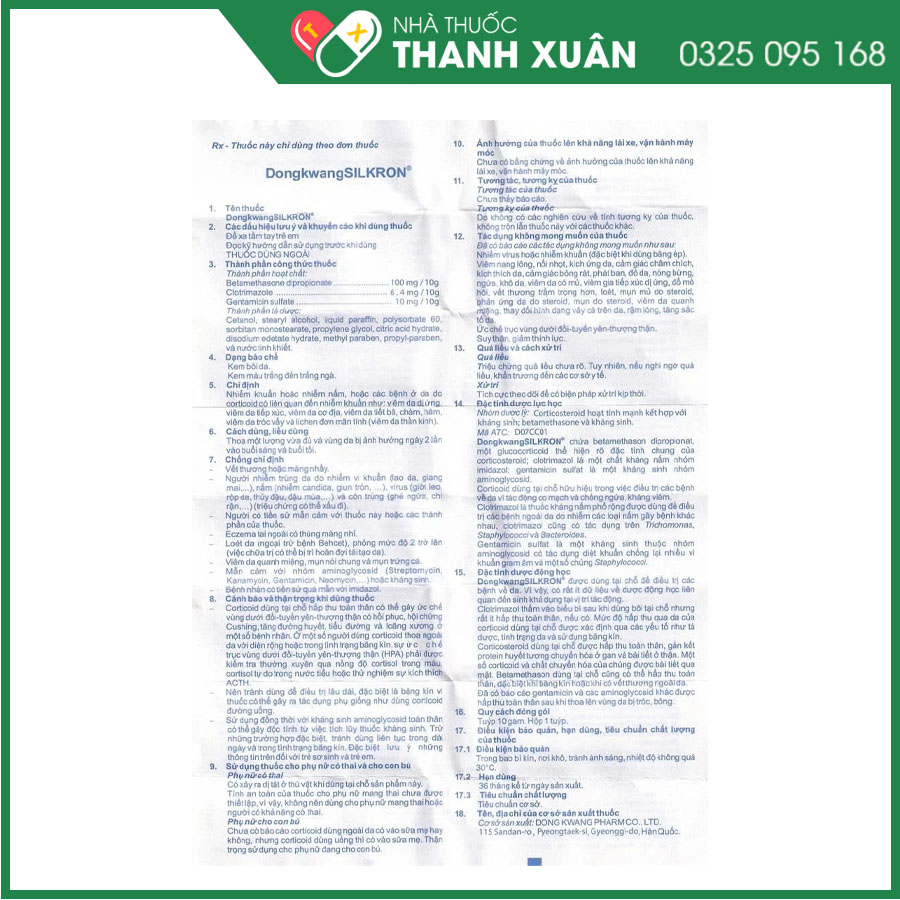 Silkron điều trị các bệnh viêm da, nhiễm nấm ngoài da